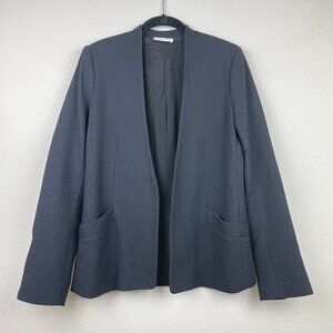 Protagonist Women's 4 Black Open Front Blazer Jacket Coat Pockets Silk Lined Car
